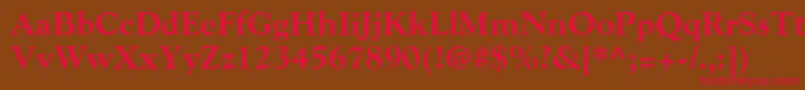 Fonte GoudyExtraBold – fontes vermelhas em um fundo marrom