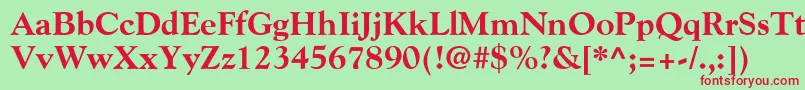 GoudyExtraBold-fontti – punaiset fontit vihreällä taustalla