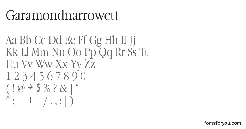 Garamondnarrowctt-fontti – aakkoset, numerot, erikoismerkit