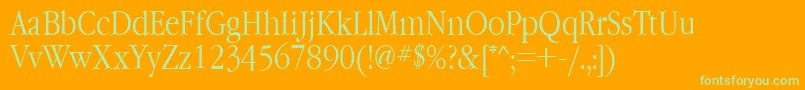 Garamondnarrowctt-Schriftart – Grüne Schriften auf orangefarbenem Hintergrund