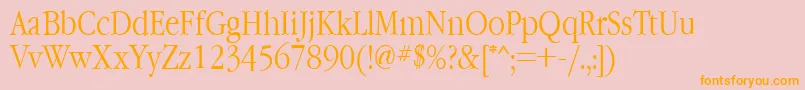 Garamondnarrowctt-Schriftart – Orangefarbene Schriften auf rosa Hintergrund