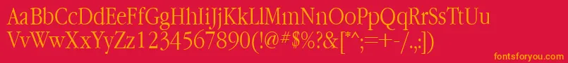 Garamondnarrowctt-Schriftart – Orangefarbene Schriften auf rotem Hintergrund