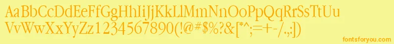 フォントGaramondnarrowctt – オレンジの文字が黄色の背景にあります。