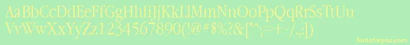 Garamondnarrowctt-Schriftart – Gelbe Schriften auf grünem Hintergrund