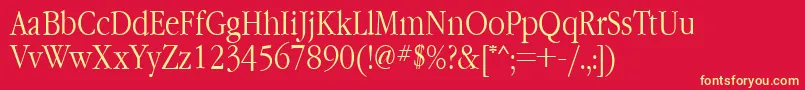 Garamondnarrowctt-Schriftart – Gelbe Schriften auf rotem Hintergrund