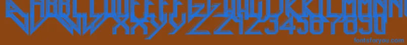 HeavyMetalRocking-Schriftart – Blaue Schriften auf braunem Hintergrund