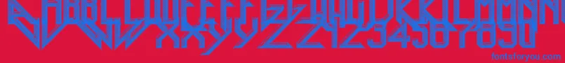 Fonte HeavyMetalRocking – fontes azuis em um fundo vermelho