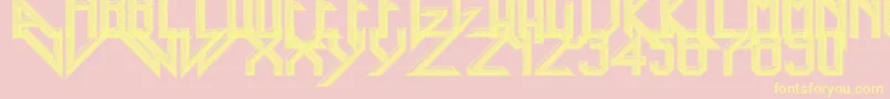 フォントHeavyMetalRocking – 黄色のフォント、ピンクの背景
