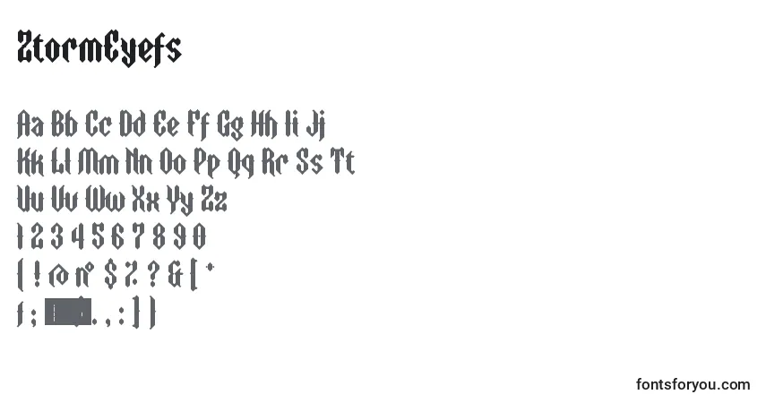 Schriftart ZtormEyefs – Alphabet, Zahlen, spezielle Symbole