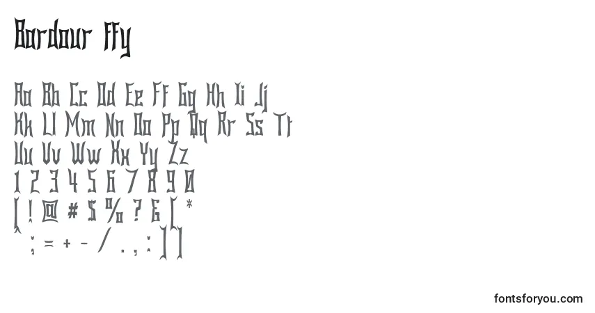 Schriftart Bardour ffy – Alphabet, Zahlen, spezielle Symbole