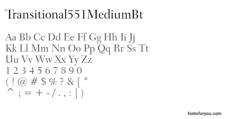 A fonte Transitional551MediumBt – alfabeto, números, caracteres especiais