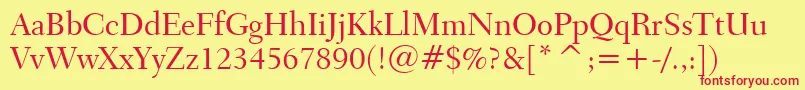Transitional551MediumBt-fontti – punaiset fontit keltaisella taustalla