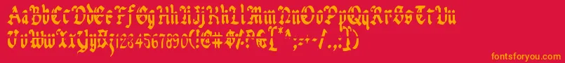 UberhГ¶lmeLazarCondensed Font – Orange Fonts on Red Background