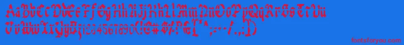 UberhГ¶lmeLazarCondensed Font – Red Fonts on Blue Background