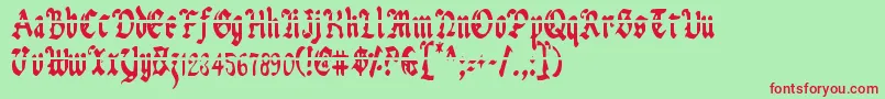 UberhГ¶lmeLazarCondensed-Schriftart – Rote Schriften auf grünem Hintergrund