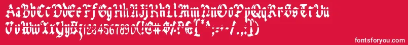 UberhГ¶lmeLazarCondensed-Schriftart – Weiße Schriften auf rotem Hintergrund