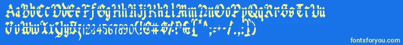 UberhГ¶lmeLazarCondensed Font – Yellow Fonts on Blue Background