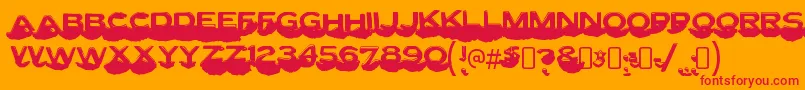 Czcionka LettersetcRegular – czerwone czcionki na pomarańczowym tle