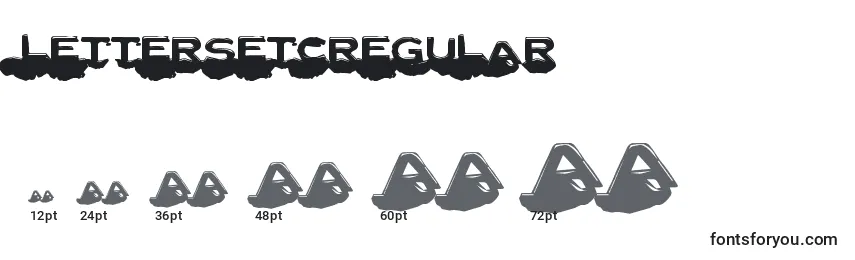 Размеры шрифта LettersetcRegular