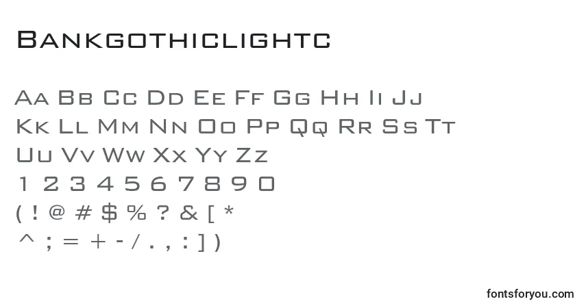 Шрифт Bankgothiclightc – алфавит, цифры, специальные символы