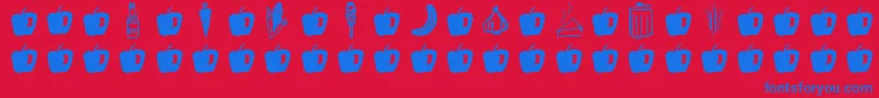 Fonte GmdoodlesFood – fontes azuis em um fundo vermelho
