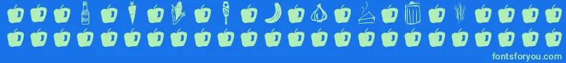 GmdoodlesFood Font – Green Fonts on Blue Background