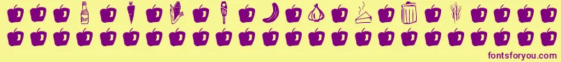 GmdoodlesFood Font – Purple Fonts on Yellow Background