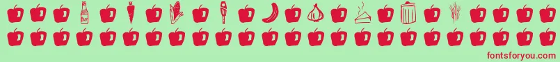 GmdoodlesFood Font – Red Fonts on Green Background