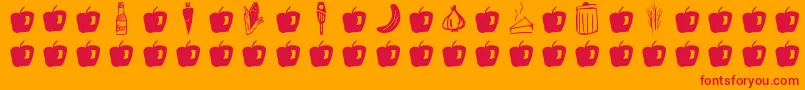 GmdoodlesFood-Schriftart – Rote Schriften auf orangefarbenem Hintergrund