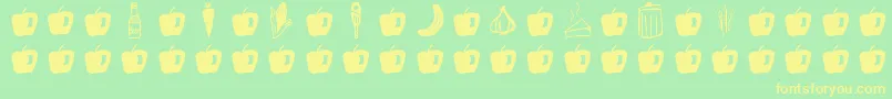 GmdoodlesFood-Schriftart – Gelbe Schriften auf grünem Hintergrund