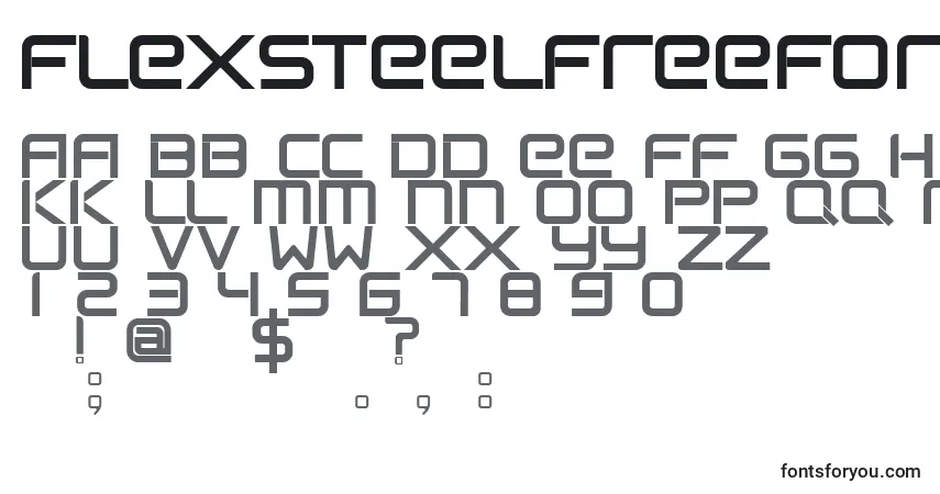 A fonte FlexsteelFreeForPersonalUseOnly – alfabeto, números, caracteres especiais