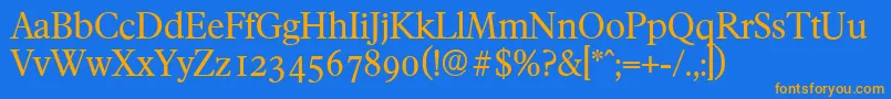 FranciscoserialRegular-Schriftart – Orangefarbene Schriften auf blauem Hintergrund