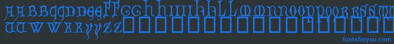 DecoratedMajuscules14thC. Font – Blue Fonts on Black Background