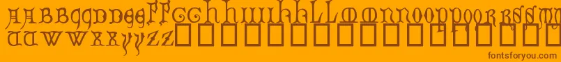 DecoratedMajuscules14thC. Font – Brown Fonts on Orange Background