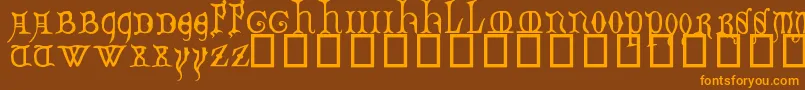 DecoratedMajuscules14thC. Font – Orange Fonts on Brown Background
