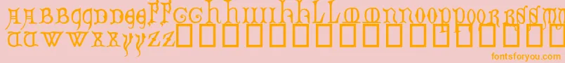 DecoratedMajuscules14thC. Font – Orange Fonts on Pink Background
