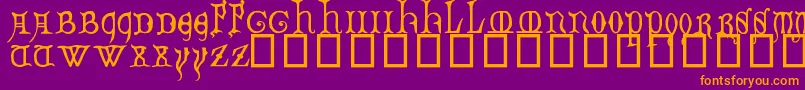 DecoratedMajuscules14thC. Font – Orange Fonts on Purple Background