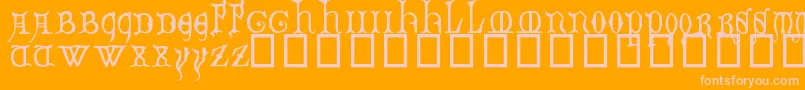 DecoratedMajuscules14thC. Font – Pink Fonts on Orange Background