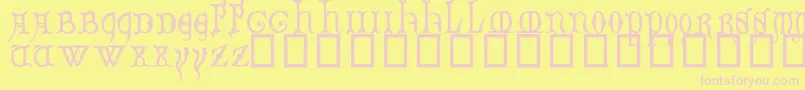 DecoratedMajuscules14thC. Font – Pink Fonts on Yellow Background