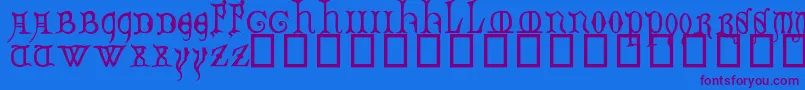 DecoratedMajuscules14thC. Font – Purple Fonts on Blue Background