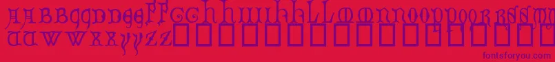 DecoratedMajuscules14thC. Font – Purple Fonts on Red Background