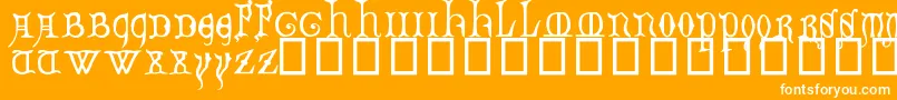 DecoratedMajuscules14thC. Font – White Fonts on Orange Background