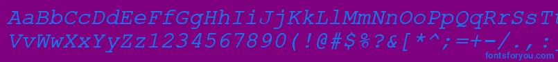 ErKurierKoi8Italic-Schriftart – Blaue Schriften auf violettem Hintergrund