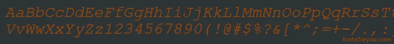 ErKurierKoi8Italic-fontti – ruskeat fontit mustalla taustalla