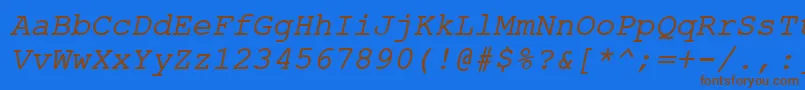ErKurierKoi8Italic-Schriftart – Braune Schriften auf blauem Hintergrund