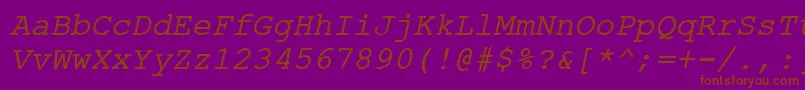 fuente ErKurierKoi8Italic – Fuentes Marrones Sobre Fondo Morado