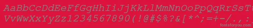 フォントErKurierKoi8Italic – 赤い背景に灰色の文字