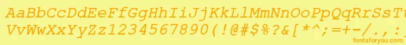 ErKurierKoi8Italic Font – Orange Fonts on Yellow Background