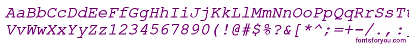 Czcionka ErKurierKoi8Italic – fioletowe czcionki na białym tle