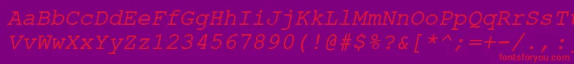 ErKurierKoi8Italic Font – Red Fonts on Purple Background